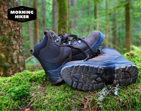 Hiking boots in the woods