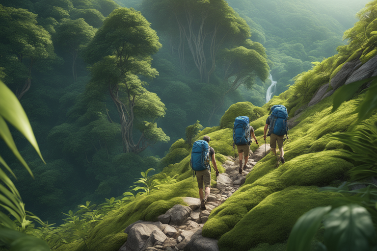 Hikers on a mountain trail