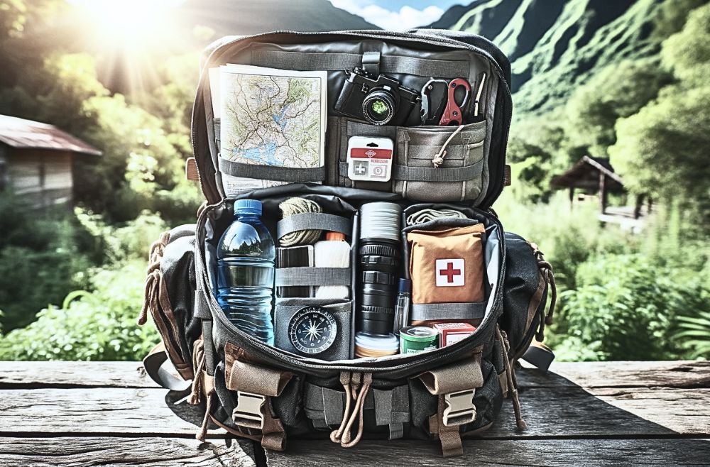 Backpack filled with the 12 essentials for hiking